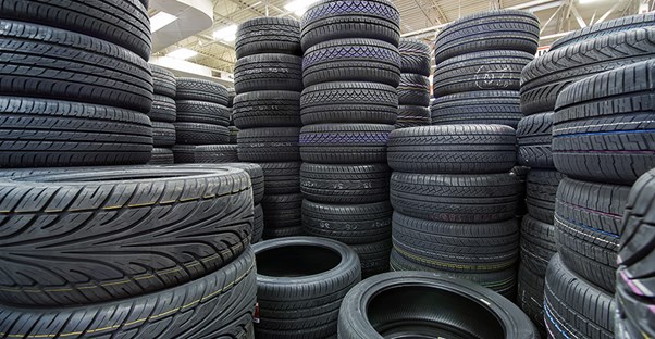 stacks of truck tires