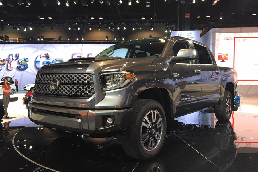 a 2017 toyota tundra in a showroom