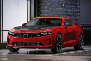 a red and black 2019 chevrolet camaro