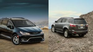 a chrysler pacifica minivan and a chevy traverse suv