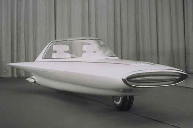 a black and white image of the 1954 ford gyron concept car