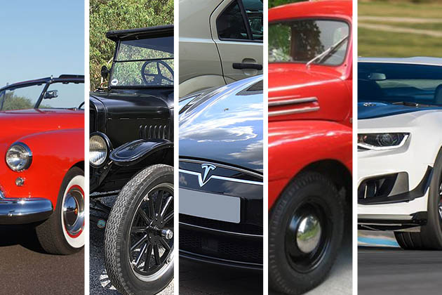 a collage of an array of american-made cars