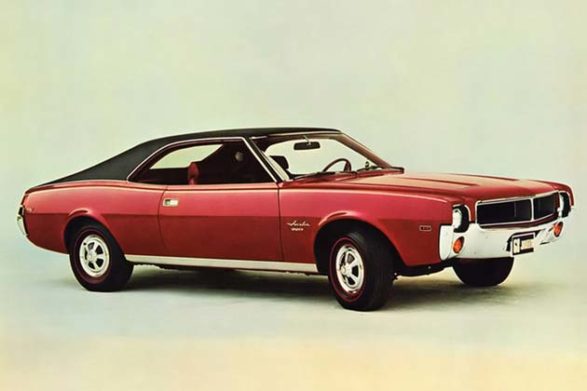 a red amc javelin with black roof