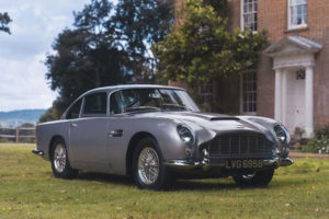 the famous silver aston martin car from a james bond film