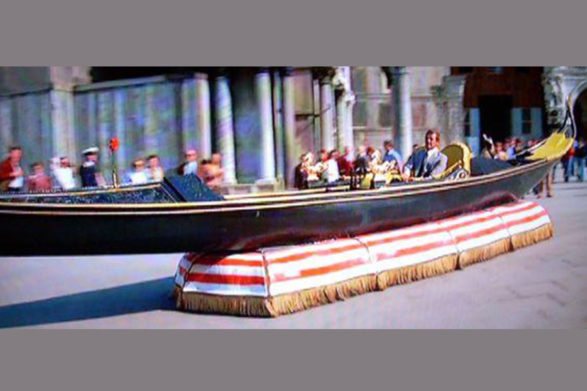 a gondola hovercraft from a james bond film