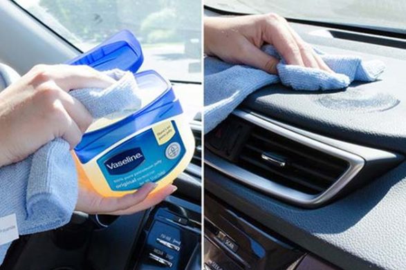 rubbing vaseline into the dash of a car to clean it