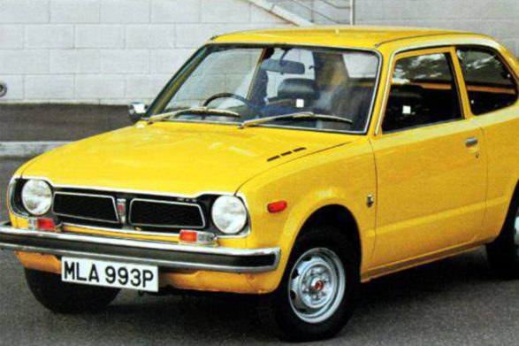 a yellow 1972 honda civic