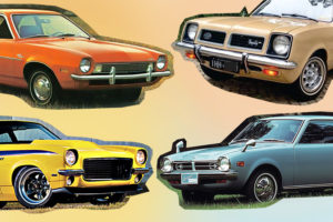 collage of 1970s cars