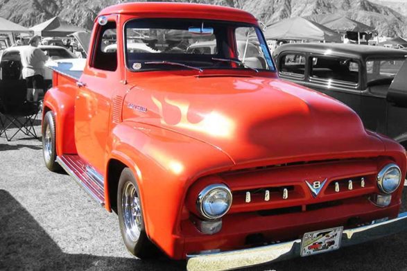 a red 1950 ford f150