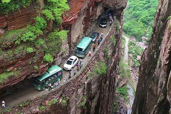 a view of the guoliang tunnel road in china