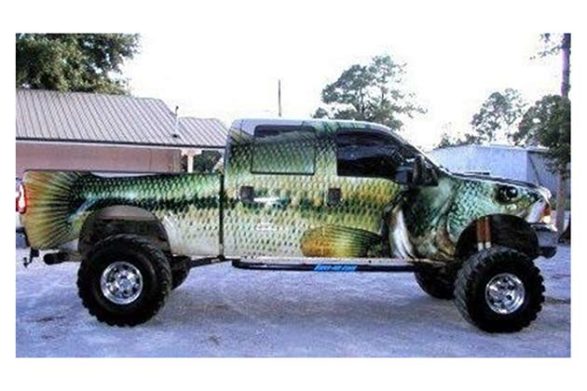 a truck painted to look like a large fish