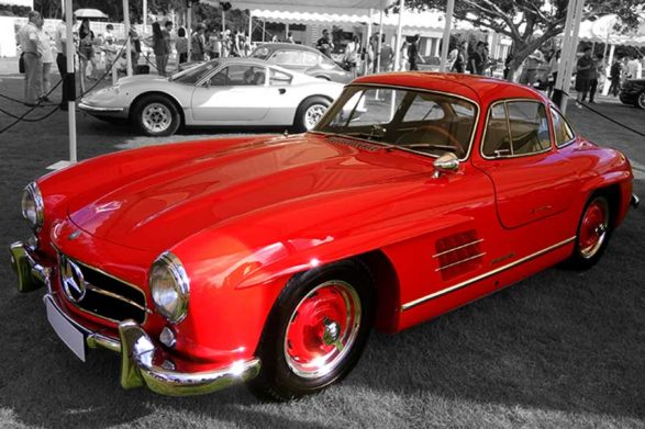 a red 1955 mercedes benz 300sl
