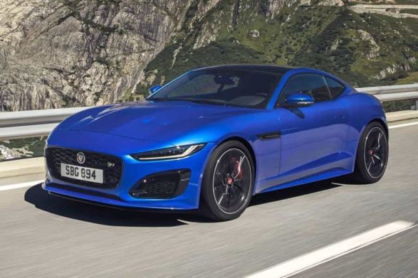 a blue 2019 jaguar f-type