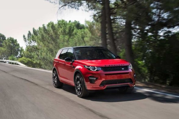 a red 2019 land rover discovery sport