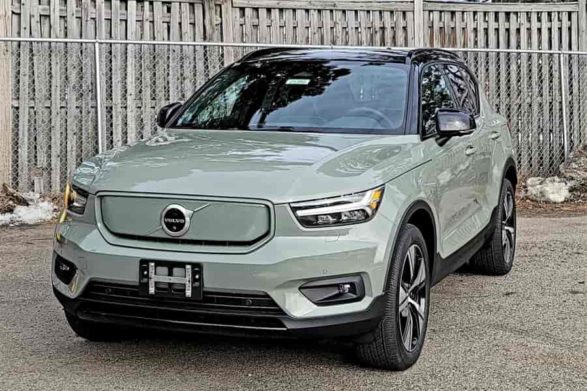 a green and black volvo xc40 recharge