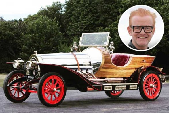 the chitty chitty bang bang car and a picture of presenter chris evans