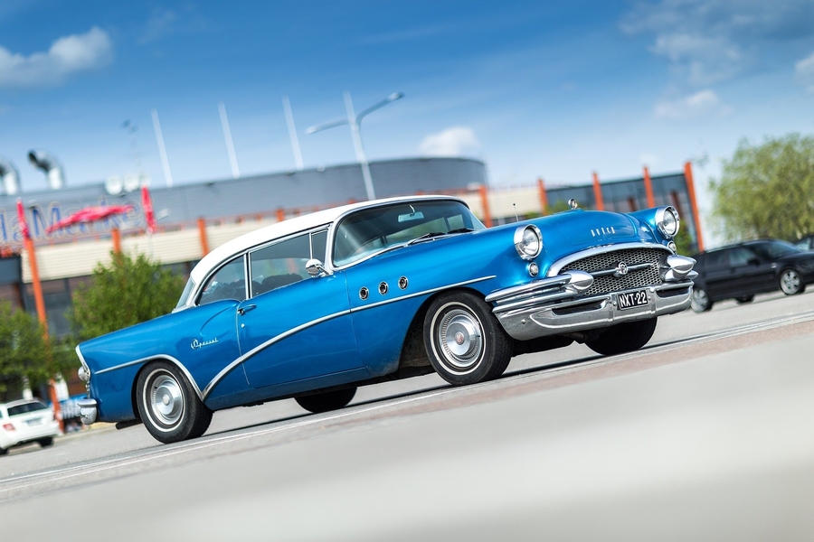 a vintage blue buick