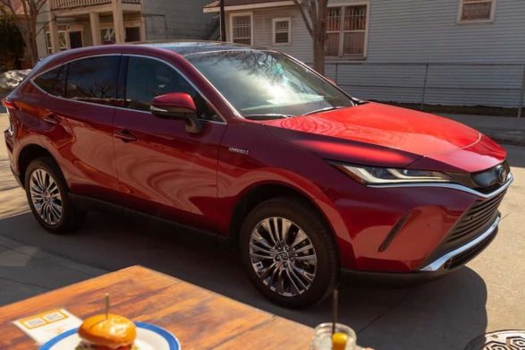 a red 2021 toyota venza