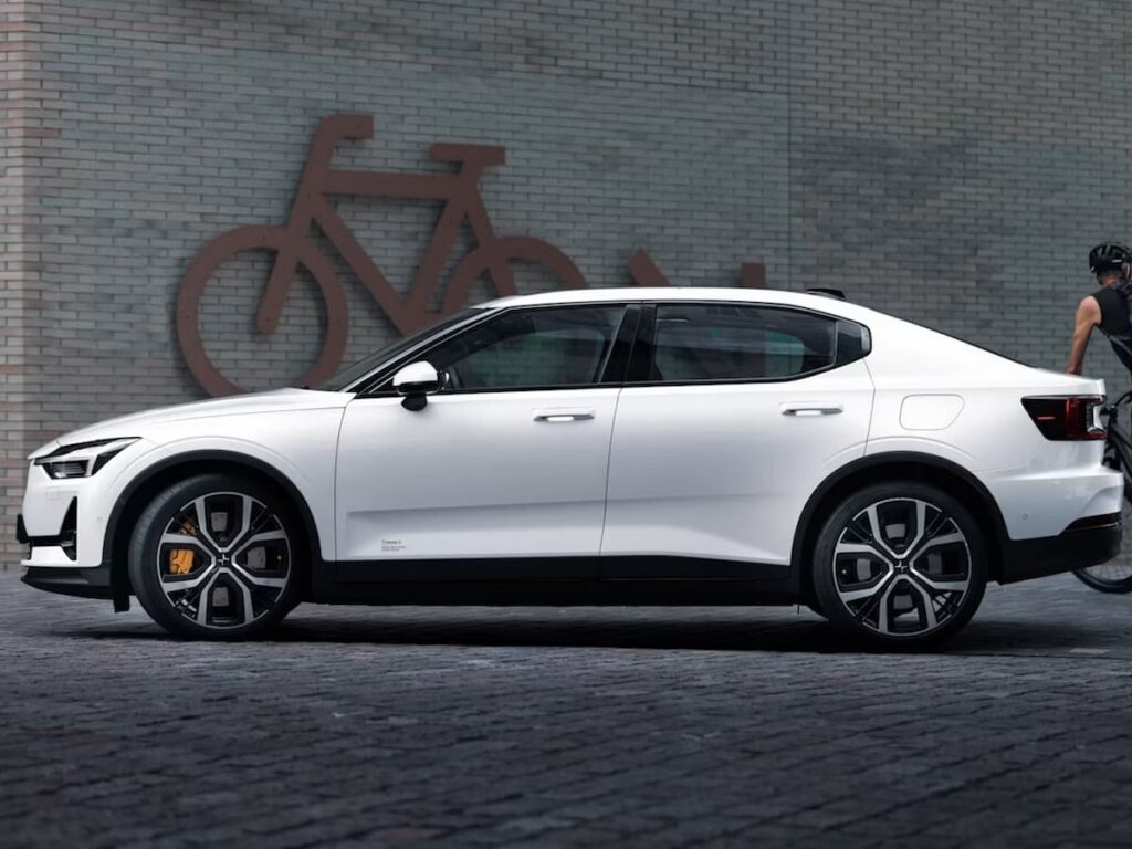 a white polestar 2 that was formerly available in the usa